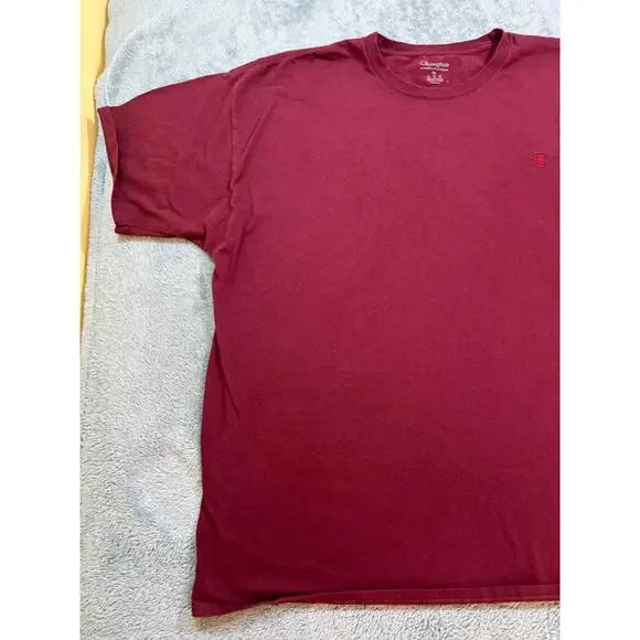 Champion Burgundy Embroidered C Logo T-Shirt Men’s 2XL Short Sleeve Crewneck Tee - Picture 6 of 9